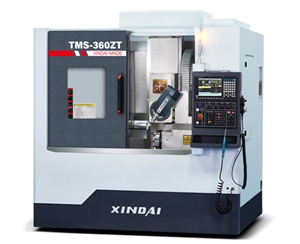 TMS-360ZT五轴车削中心 (台湾新代系统220MA-5)   最大车削直径Φ220mm  最大加工长度150mm 摇摆头垂直过中心最大行程80mm